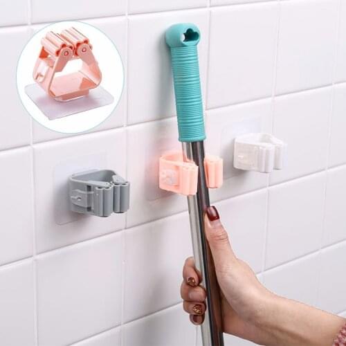 1Pcs Mop Broom Holder Wall Mounted Mop Holder Household Adhesive Storage holder Broom Hanger Mop Hook Racks Kitchen Bathroom