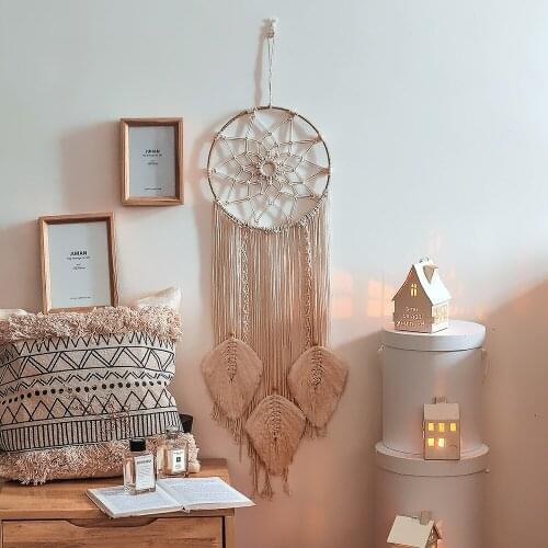 Star Macrame Wall Hanging Dream Catcher Bohemian Decor Leaves Tapestry Kids Room Decor Wedding Background Photography Decor