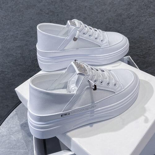 Summer 2021 new womens shoes leather mesh small white shoes womens breathable thick bottom versatile casual shoes sandals