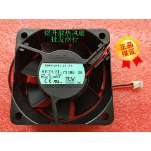 Original Nidec 60*60*25mm 6cm D06K-24TU 33 (AX) DC 24V 0.10A 6CM 2 Wire Inverter Cooling Fan
