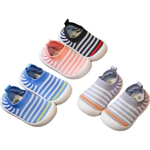 Autumn Baby Girl Shoes Fashion Stripe Soft Bottom Casual Boys Sneakers Kids First Walkers Toddler Shoes Loafers SCW027