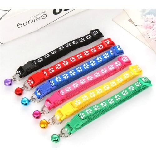 Cat Collars Pets Fit Safety Adjustable Dog Leash Collars Dog Different Bell Cat Footprint Pet Nylon with Collars Cat Strap