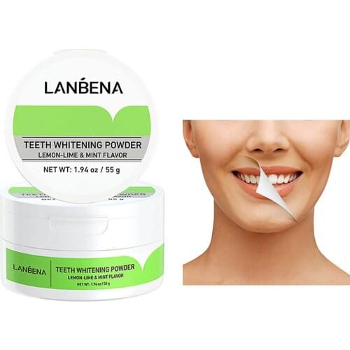 55g Lemon Lime Teeth Whitening Powder Clean Mouth Remove Teeth Stain Sweep Away Plaque Keep Mouth Healthy Brighten Teeth Care