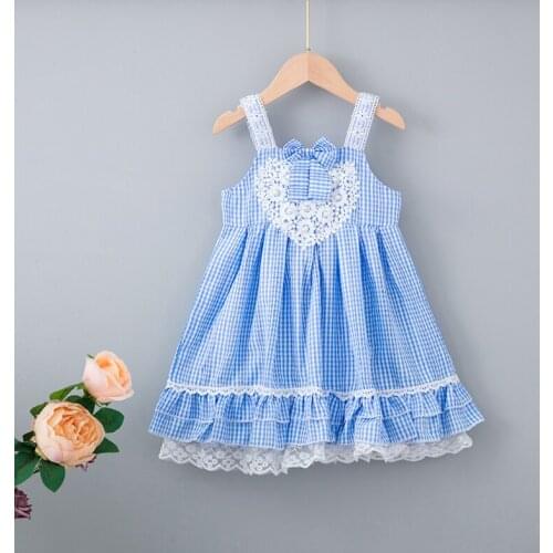 Dress for Girls Plaids Pearl Bow Sling Dress 2021 Birthday Princess Toddler Party Pageant Party Wedding Dresses Summer