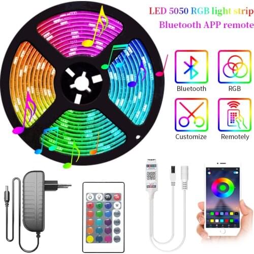 20M RGB LED Strip Light 10M 5M LED Lights SMD 5050 rgb Leds tape diode ribbon Flexible Wateproof Control DC12V Adapter