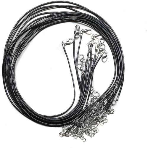 Black leather rope 50cm high quality braid rope. Lobster clasp, chain. Neutral. Necklace accessories. New store promotion