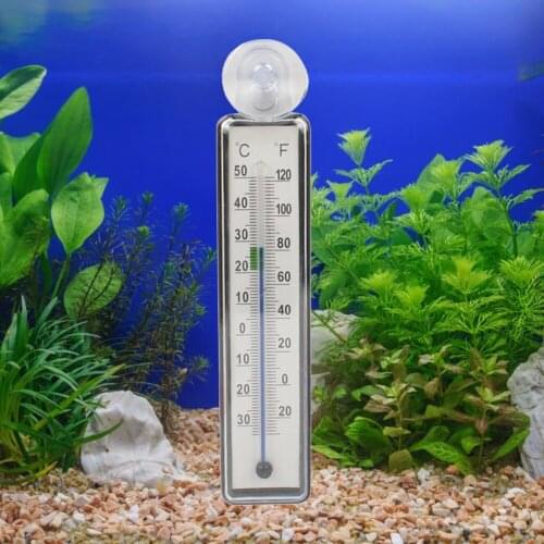 Aquarium Vertical Thermometer Household Fish Tank Gauge Glass Temperature Meter Water Temperature Thermometer with Suction Cup