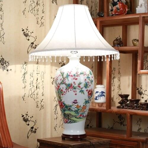 Vintage chinese porcelain ceramic table lamp bedroom living room wedding table lamp Jingdezhen italian table lamps
