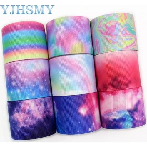 YJHSMY I-19529-1332,38mm 5yards Star color thermal transfer printing grosgrain ribbon, bow DIY jewelry ornament