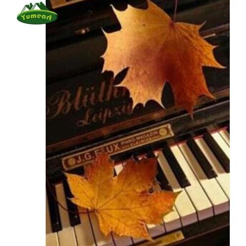 YUMEART New 5D DIY Diamond Painting Cartoon Diamond Embroidery Piano Full Drill Resin Decor Home Mosaic Painting Maple Leaf Gift