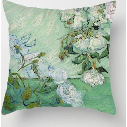 Green Plant Landscape Pillow Cover Living Room Sofa Oil Painting Cushion Cover Car Waist Support Cushion Student Nap Pillow case