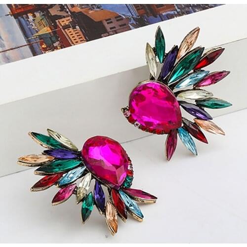 ZHINI New Design Vintage Gold Color Crystal Stud Earrings for Women Boho Rhinestone Statement Earring Fashion Jewelry Gift 2020