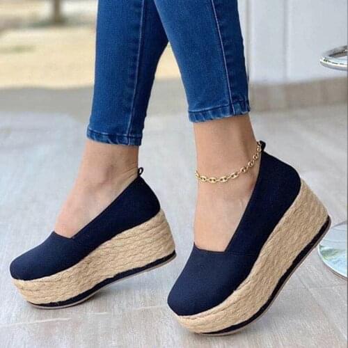 Women Flat Platform Vulcanized Shoes Canvas Hemp Bottom Ladies Shoes Women Slip-On Casual Footwear 2020 Female Autumn New