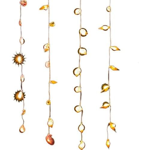 1 Meters 10PC Lamp Beads Mediterranean Style LED Shell String Lights Natural Conch Home Wall Hangings Marine Decorative Pendants