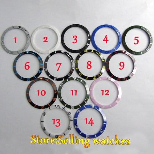 1 pic 38MM Ceramic Red Black Blue Green bezel insert fit automatic 40mm parnis watch (Please note 12 is not in stock )