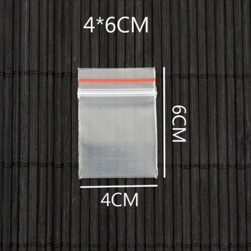 100pcs/lot 4x6cm Thicken PE Ziplock Bag Transparent Red Border Plastic Pouches Zipper Reusable Packaging Ploy Bags