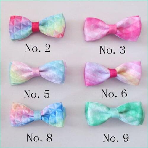 200 BLESSING 2" Diamond Rainbow Double Bowknot Hair Bow Clip Unicorn Clover Fruit