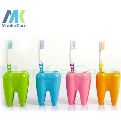 3 pcs Tooth shape toothbrush holder Cartoon Toothbrush Holder with Holes Toothbrush Bracket Container Tooth Shape Bathroom Shelf
