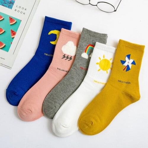 5 pairs / lot Women Cotton Socks Casual Colorful Socks Crew Socks Street Skateboard Socks Funny Harajuku Sox Meias calcetines