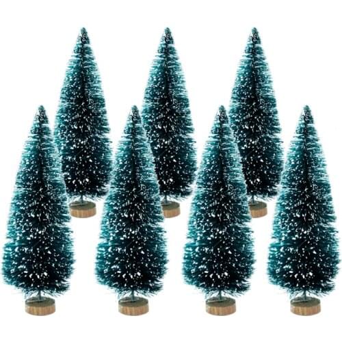 8pcs Mixed Size Mini Christmas Tree Green Sisal Cedar Small Pine Tree For New Year Xmas Party Home Table Ornaments Kids Gifts