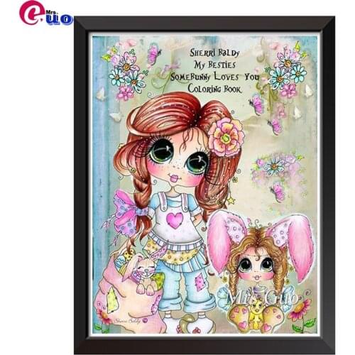 DIY Diamond Painting "Cartoon Pretty Big Eyes Girl" Full Drill Square Round Diamond Embroidery 5D Cross Stitch Decoration Home