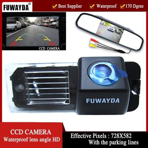 FUWAYDA parking ccd Car RearView Camera for VW Volkswagen Polo V (6R)/ Golf 6 VI/ Passat CC,with 4.3Inch Rearview Mirror Monitor