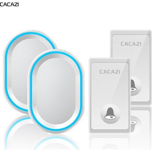 Self powered Wireless Doorbell No Battery Required Waterproof 2 Button 2 Receiver US EU UK Plug Smart Home Calling Bell Chime