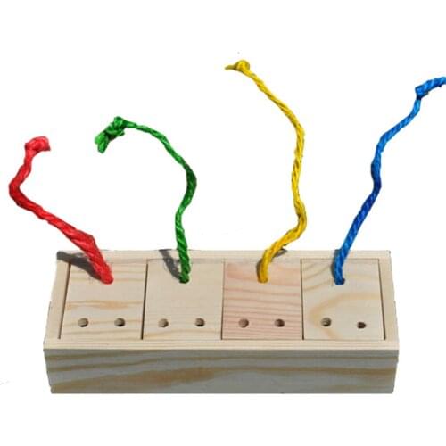 Bird Wooden Box Food Foraging Feeder Parrot Biting Chewing Toy for Budgie Parakeet Cockatiel Conure African Grey Cockatoo Amazon