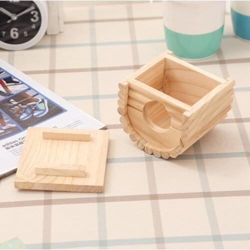 Hamster Wooden House Natural Handcrafted Small Animal Hideout Playhut Cage Toy