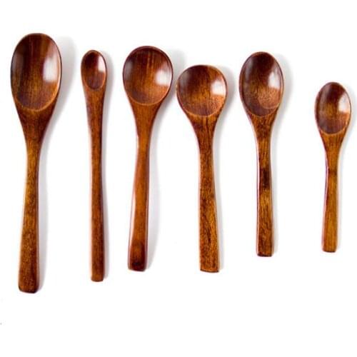 Eco Friendly Natural Wooden Spoon Coffee Stir Spoon Tea Soup Sugar Honey Dessert Appetizer Seasoning Bistro Small Spoon SN712