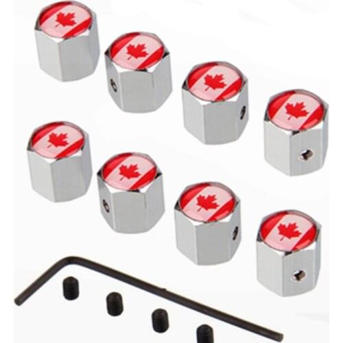 200pcs Canada Flags Car Wheel Tire Valve Cap Cover Emblem Decorations Metal Canadian maple leaf Car Tire Valve Caps Car-styling