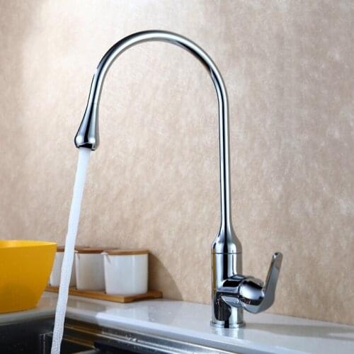 Chrome / Black Solid brass kitchen faucet, Rotatable unique shape Hot and cold hot water kitchen faucet