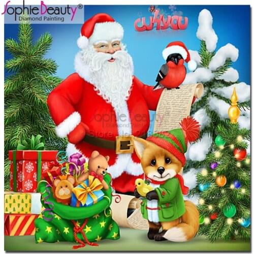 Sophie Beauty DIY Diamond Painting Cross Stitch Santa Claus Christmas Tree Handcraft Embroidery Rhineston Mosaic Room Gifts C630