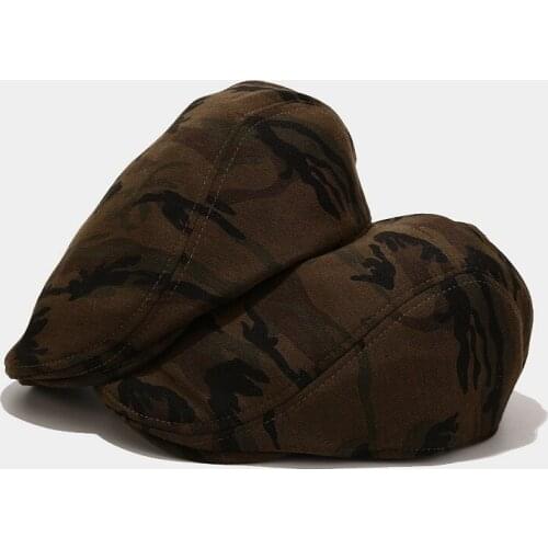 Cotton Camouflage Print Newsboy Caps Flat Peaked Cap Men and Women Painter Beret Hats 14