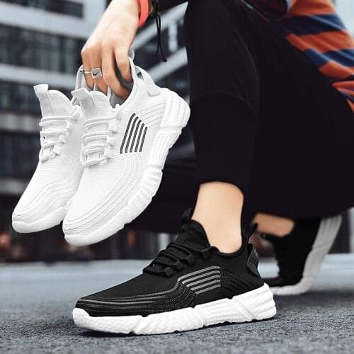 Hot Sale New Mesh Men Shoes Breathable White Mens Sneakers Lac-up Lightweight Black Walking Man Tenis Shoes Zapatillas Hombre