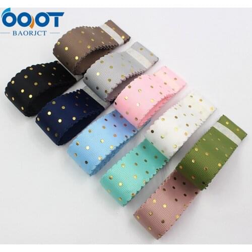 L-20609-491,25mm,10yards Solid color Dot Bilateral flower hot stamping grosgrain Ribbons,bow cap DIY Gift wrap decorations