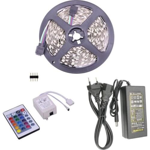 5m LED RGB Strip Kit SMD 5050 60leds/m Flexible Ribbon Tape Light Red Blue Green Warm white Cold white for Home Bedroom Club