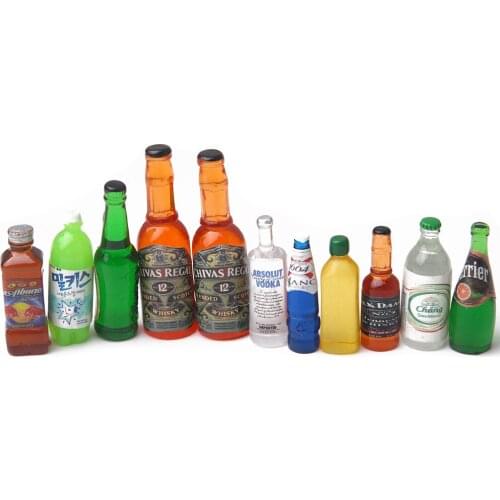 Dollhouse Miniature10Pcs/Set Plastic Green Wine Beverages Bottles American Baby Mini Toy Accessories Birthday Gift For Child Q59