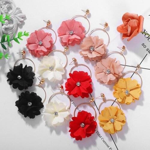 Fashion New Trendy Women Rhinestone Flower Round Dangle Ear Drop Earrings Jewelry Gift