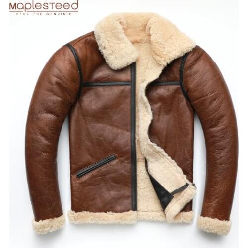Brown Shearling Coat Men Thick 100% Natural Fur Coat Winter Men Leather Coat Warm Winter Asian Size M-4XL Clothing M263