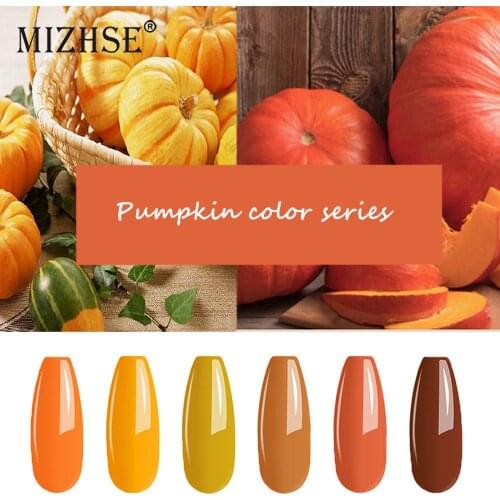 MIZHSE 18ml Gel Polish Set 6pcs Pumpkin Color Nail Polish Lampara UV Led Nails Hybrid Lacquer Semi Permanent Nail Gel