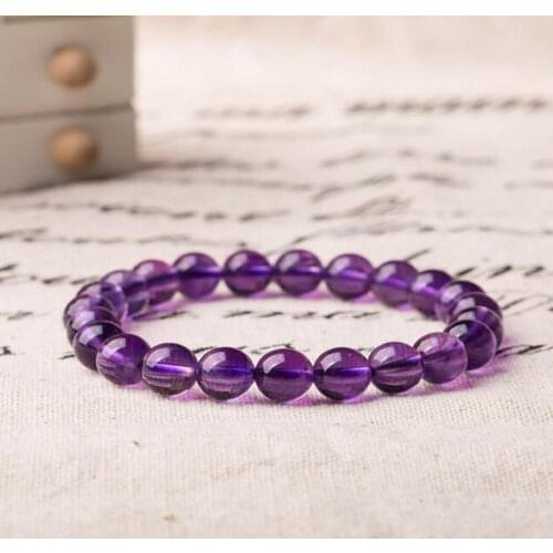 Nature Purple Crystal Single Ring Bracelet Hand String Lovers Fashion Bangle Jewelry Gift