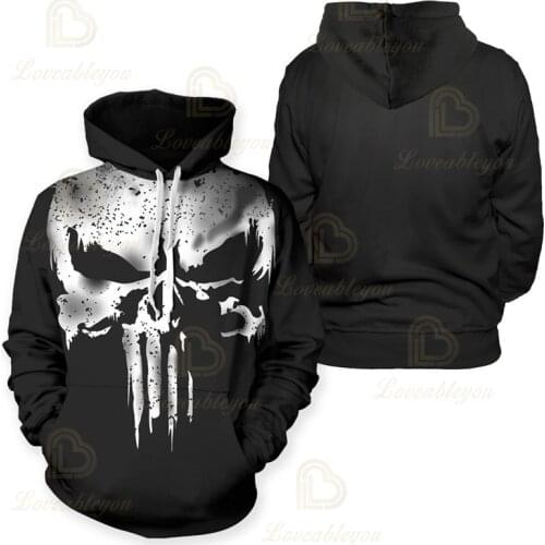Autumn Winter Punisher Cosplay Pullover Hoodie Jacket 3D Print Hoodies Sweatshirts Hooded Sport Wear Clothing