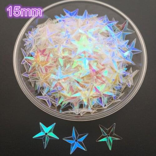 1150pcs 15mm Cup Star Shape Loose PVC Sequins Paillette sewing Wedding craft decoration With 1 hole AB Transparent