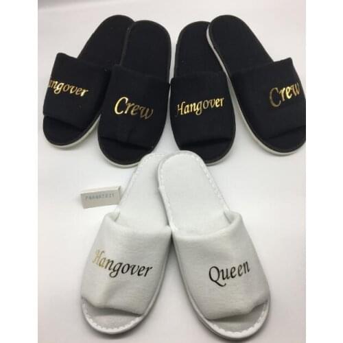 Personalized Hangover Crew wedding bridesmaid bride spa slippers day hen night out girl Bachelorette party favors gifts