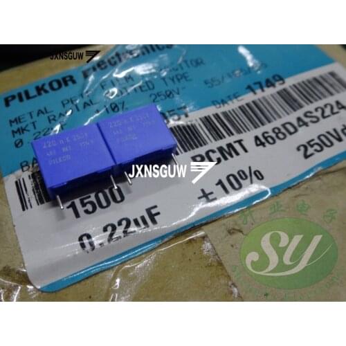 50PCS Original PILKOR MKT468 224/250v P10MM film audio coupling capacitor MKT 468 0.22uf/250v 220nf u22 250vdc 224