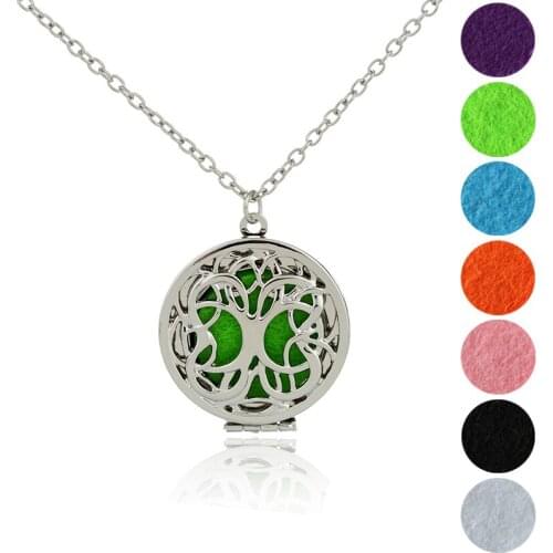 3 Color 35mm Pendant Flowers Essential Oils Diffuser Necklace Gold Silver Plated Aromatherapy Diffuser Necklace Pendant