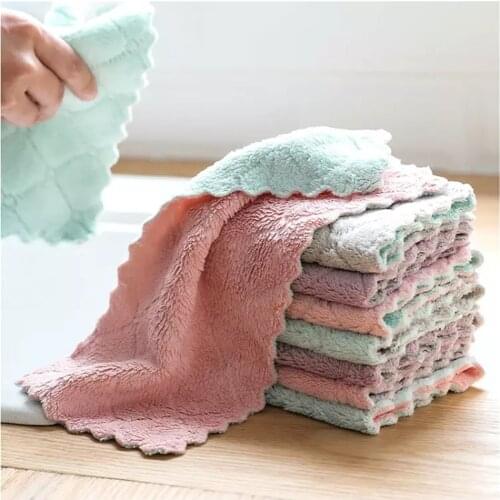 1PCS / 5PCS Kitchen Tool Cleaning Cloth For Washing Dishs Kitchen Double Side Super Absorbent Dishcloth Kitchen Towel Rags