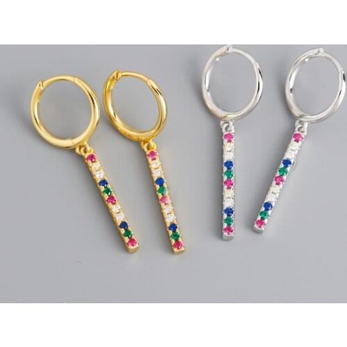 925 Sterling Silver Colorful Crystal Studs Earrings For Women Girls Wedding Engagement Jewelry Accessories eh185