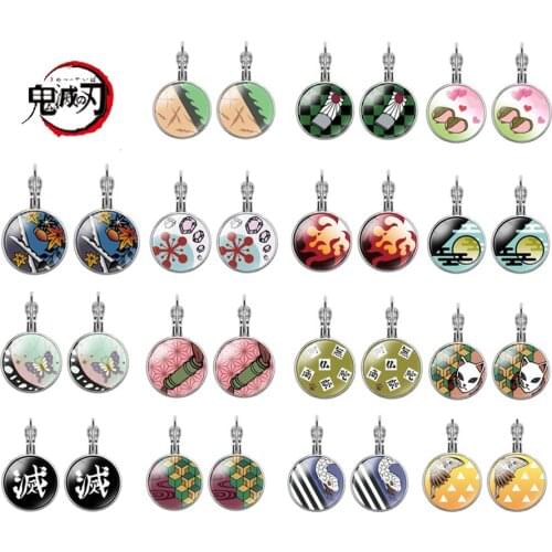 20Pcs Anime Demon Slayer Zinc alloy Earrings Kimetsu no Yaiba Tanjirou Nezuko Shinobu Kyoujurou Muichirou Drop Earrings Jewelry